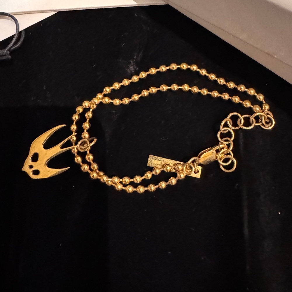 McQ by Alexander McQueen Gold tone Brass Swallow Bird Charm Bracelet